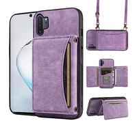 ELISORLI Étui de téléphone pour Samsung Galaxy Note 10 Plus Note10+ 5G - Housse portefeuille avec bandoulière et porte-cartes de crédit en cuir - Poche fine - Support pour notes 10 notes 10 s dix pas