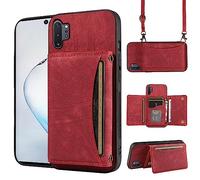 ELISORLI Étui de téléphone pour Samsung Galaxy Note 10 Plus Note10+ 5G - Housse portefeuille avec bandoulière et porte-cartes de crédit en cuir - Poche fine - Support pour notes 10 notes 10 s dix pas