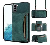 ELISORLI Étui de téléphone pour Samsung Galaxy S21 5G 6,2 pouces - Étui portefeuille avec bandoulière et porte-cartes de crédit en cuir - Poche fine - Accessoires cellulaires S 21 21S G5 - Pour