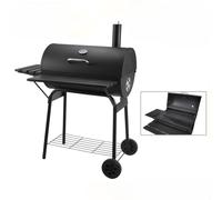 "ELITE" BARBECUE AVEC CHEMINEE ET 2 ETAGERES 112X78,3XH133CM NOIR