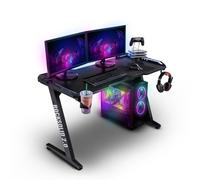 ELITE Bureau Gaming avec LED | Rocksolid Evo | Éclairage LED avec télécommande - Bureau d'ordinateur - Table de Jeu - Bureau de Travail - Support pour Casque (Evo)