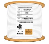 Elite Cable Cat7A CMX/CMR Blindé intérieur/extérieur - 10 Go, 23 AWG, 1000 MHz, S/FTP, solide, 1000ft, blanc