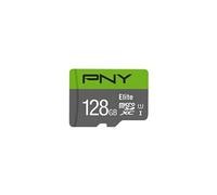 PNY Carte mémoire microSDXC Elite 128 Go + adaptateur SD 100 Mo/s Classe 10 UHS-I U1 pour Full HD