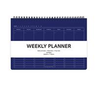 Elite Check Planificateur hebdomadaire et quotidien à spirales non daté, case à cocher, note gratuite, 25 x 17 cm (bleu marine)