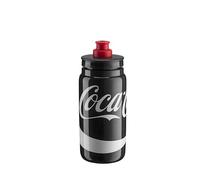 ELITE Fly Coca-Cola Bidon Cyclisme - Gourde Vélo Ultraléger Sans BPA - Édition Coca-Cola Noir - 550ml - Pour Route VTT Gravel