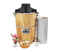 Elite Gourmet EIM916 Sorbetière électrique vintage en bois des Appalaches, 5,7 L, avec manivelle moulée sous pression, préparation de crème glacée avec sel gemme en quelques minutes, pin