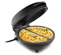 Elite Gourmet EOM205 Omelette antiadhésive, Frittata, Snack Pocket Maker, Dessert Maker, 2 omelettes individuelles de 6,25 cm, acier inoxydable et noir
