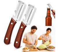 Elite Gourmet Peeler, 3-in-1 Elite Peeler Shredder & Julienne Peeler & Bottle Opener, Multifunctional Vegetable Peeler, Stainless Steel Peeler Knife Kitchen Tool for Fruits & Vegetables (2Pcs)