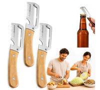 Elite Gourmet Peeler, 3-in-1 Elite Peeler Shredder & Julienne Peeler & Bottle Opener, Multifunctional Vegetable Peeler, Stainless Steel Peeler Knife Kitchen Tool for Fruits & Vegetables (Khaki-3Pcs)