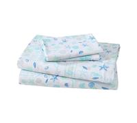 Elite Home Products Inc. Parure de lit en Microfibre imprimée côtière, Bleu Hampton, très Grand lit