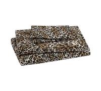 Elite Home Products Parure de lit en Microfibre 90 g/m² avec Poche Profonde, Motif léopard Zara, lit Double
