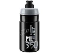 ELITE Jet Bidon Cyclisme - Légère Valve Push-Pull - Noir Logo Gris - 350ml ø66mm - Pour Route VTT Gravel