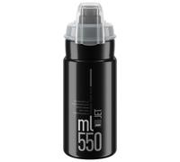 ELITE Jet Plus Bidon Cyclisme 550ml Noir Logo Gris Biodégradable - Gourde Vélo Sans BPA Bouchon Protecteur - Pour Route VTT Gravel MTB