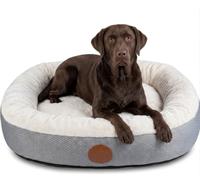 Elite Paws® Lit orthopédique de luxe pour chien - Housse en polaire zippée lavable en machine, base en mousse double couche avec dessus rembourré en peluche, côtés renforcés pour le soutien de la tête