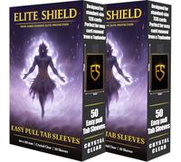 Elite Shield 100 Easy Pull Tab Sleeves - Protèges-Cartes avec Languette - Extraction Facile pour Toploaders - Compatible avec Carte PKM, One Piece, Magic - Taille Standard - Cartes à Collectionner TCG