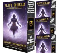 Elite Shield 200 Easy Pull Tab Sleeves - Protèges-Cartes avec Languette - Extraction Facile pour Toploaders - Compatible avec Carte PKM, One Piece, Magic - Taille Standard - Cartes à Collectionner TCG