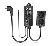 Elitech Contrôleur de Température Thermostat Numérique avec Sonde, Relais Double Pré-câblé de Chauffage et Refroidissement pour Terrarium Incubateur Serre Aquarium Brassage, 220V STC-1000Pro