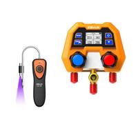 Elitech Détecteur de Fuite de Gaz Réfrigérant HVAC avec Lamp UV CLD-100 & Elitech Manomètre Frigorifique Digital Mesure Haute et Basse Pression avec Température Saturation DMG-2SE