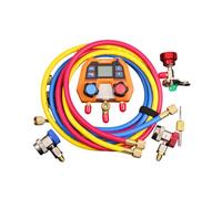 Elitech Ensemble de Manifold Numérique AC DMG-2SE avec Tuyaux et Adaptateurs, Testeur Mesure Pression pour Réparation Climatisation Auto, Manomètre Frigorifique Compatible avec 88 Réfrigérants