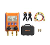 Elitech Set de Manomètres Frigorigène Manomètres Numériques Réfrigérant Climatisation pour Pression Température Vide et Fuites, Haute Précision pour Pompe à Chaleur HVAC Gauge LMG-10+