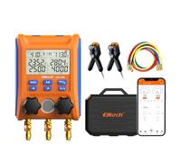 Elitech Set de Manomètres Numériques Réfrigérant LMG-10W - Manifold Gauge pour Pression Température Vide, Calcul Auto Surchauffe sous-Refroidissement, Compatible Climatisation Pompe À Chaleur