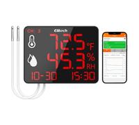 Elitech Thermomètre Hygromètre Numérique avec Double Sonde Externe 2x2m, Enregistreur Bluetooth 30000 Points, Écran Large pour Entrepôt Serre Laboratoire, DR-230-THDE