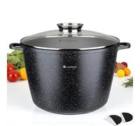 EliteHoff Casserole en Marbre avec Couvercle, Pot en Aluminium Antiadhésif pour Soupe, Induction, pour Tous Types de Cuisinières (Noir, 15L Ø 32 cm)