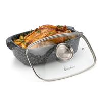 EliteHoff Cuiseur à induction avec couvercle de 6,5 L - Casserole en aluminium résistant à la chaleur - Pour cuire au four, cuisinière à induction, gaz, cuisinière électrique, four (E-7050)