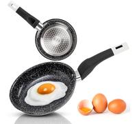 EliteHoff Poêle à induction avec revêtement anti-adhésif, convient pour tous les types de feux, revêtement en granit, poêle à induction, en aluminium, noire (18 cm)