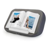 Elitehood Support de livre pour lire au lit, mains libres, coussin doux pour lecture, magazines, Kindle, tablette, ordinateur portable/lit/canapé/bureau, Gris, Plastique et Daim, Pupitre incliné