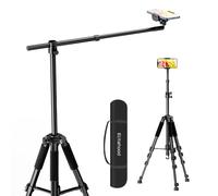 Elitehood Trépied Téléphone pour Vidéos en Plongée - Nouveau Trépied Horizontal Réglable 150 cm avec Bras Extensible de 64 cm, Rotations 360° pour iPhone, Support de Prise de Vue en Plongée