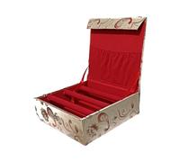 EliteKoopers Boîte de rangement indienne à 3 tiges pour bracelets, montres, bijoux, boucles d'oreilles, bracelets (doré)