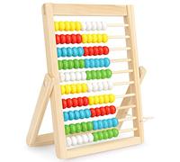 EliteMill Règle à calcul Enfants, Jeux d'apprentissage boulier Primaire avec 100 Perles colorées en Bois Règle à calcul Primaire Jouets d'éveil aux mathématiques pour Enfants