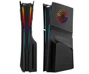ElitePlay Façade noire PS5 Pro avec lumières LED et grilles d'aération de rechange pour Playstation 5 Pro Disc Edition