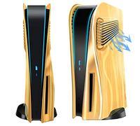 ElitePlay Plaque frontale chromée dorée PS5 avec grilles d'aération incurvées pour Playstation 5 Disc Edition