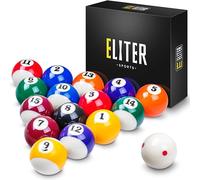 ELITER SPORTS Ensemble de Boules de Billard en Résine Phénolique - 16 Boules de Billard 2-1/4 Pouces (57,2 mm) avec Boule Blanche pour Tables de Billard Standard