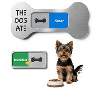 EliteSign Fournitures de rappel d'alimentation pour chien avec aimant, design en forme d'os argent brossé, horaire d'allaitement pour animaux de compagnie pour petit déjeuner et dîner, curseur