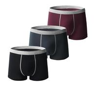 Elitevienna Boxer respirant en coton absorbant lavable anti-fuite pour homme, 3 pièces., 3XL