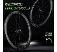 ELITEWHEELS EDGE DISC 3.0 Jeu de roues en carbone avec système à cliquet 50T, 20 rayons, finition UD mate, Center Lock, pour Cruiser SHIMAN0 MS 12S