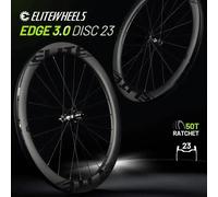 ELITEWHEELS EDGE DISC 3.0 Jeu de roues en carbone avec système à cliquet 50T, 20 rayons, finition UD mate, Center Lock, pour Cruiser SRAM XDR-12S