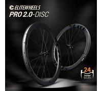 ELITEWHEELS PRO 2.0 Frein à disque Center Lock 36T Ratchet 700C Roues de vélo de route en carbone 40/50/65mm de profondeur Clincher/Tubeless 50mmx31mm