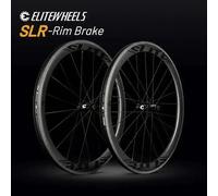 ELITEWHEELS SLR 700c Jeu de roues de route en carbone 3K Twill avec surface de freinage, système à cliquet 36T, moyeu à tirage droit, jante clincher tubeless 50 mm de profondeur 28 mm