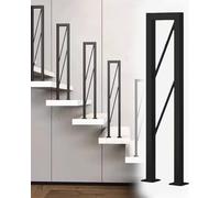 Elitix Garde Corps Escalier Fer Balustres de Rampe D'escalier Intérieur 33 36 39 41 Pouces, Décoration Marches en Béton Rampe Escalier pour Tuyau D'arrosage, Kit Main(Black,5PCS_95CM(37 3/8"))