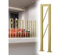 Elitix Garde Corps Escalier Fer Balustres de Rampe D'escalier Intérieur 33 36 39 41 Pouces, Décoration Marches en Béton Rampe Escalier pour Tuyau D'arrosage, Kit Main(Gold,5PCS_100CM(39 3/8"))