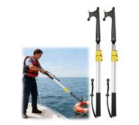 Elitix Perche Telescopique Lot de 2 Perches Télescopiques pour Annexe (1,8 m, 3 m, 3,6 m, 4,8 m), Perche de Poussée pour L'amarrage en Marais, Crochet de Grenier(Silver,102-240cm/40-94.5in)