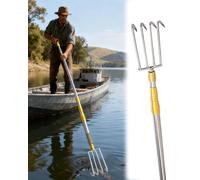 Elitix Perche Telescopique Perche Télescopique pour Gaffe, Crochets à Algues Réglables/Crochet de Grenier, Perche de Poussée pour Annexe, Kayak Ou Camion, Crochet Serpent(4 Teeth,60-150cm/23.6-59in)