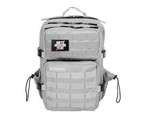 Elitrainx Elitex Training Sac à dos tactique en tissu Oxford 1000D imperméable 45 l avec emplacements pour patchs et compartiment pour ordinateur, bagage cabine en avion, salle de sport, Gris clair,