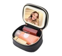 Elitzia ET1300 Trousse de maquillage avec miroir LED, 3 modes d'éclairage, contrôle tactile, rechargeable, amovible, étanche, sac cosmétique de voyage, noir