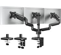 ELIVED EV006 Support de bureau réglable à gaz pour la plupart des écrans de 13 à 27 pouces avec VESA 75 x 75/100 x 100 avec pince en C et œillets, bras de moniteur pour 3 moniteurs