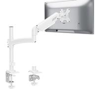 ELIVED EV6033W Support de moniteur pour écrans de 13 à 32", bras à ressort à gaz pour moniteur de 2 à 10 kg avec VESA 75/100 mm, bras réglable en hauteur, avec bras unique, inclinable, pivotant, blanc